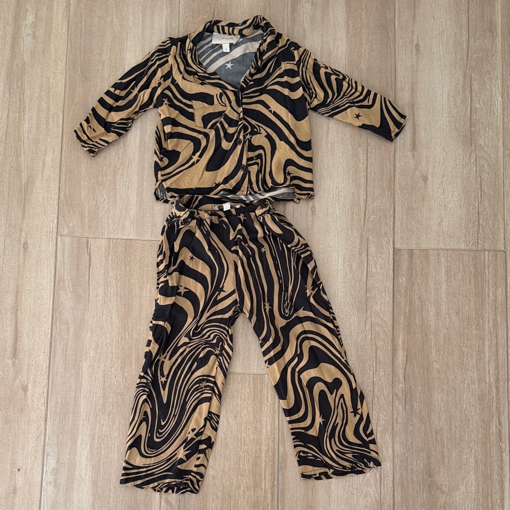 Cleobella Black and Tan Swirl Kids Pajama Set